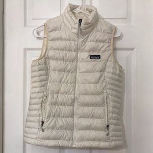 Patagonia Women's Down Sweater Vest birch white * good condition / no rips